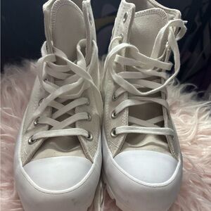 Converse Women's High-Top Sneakers in Light Beige and White